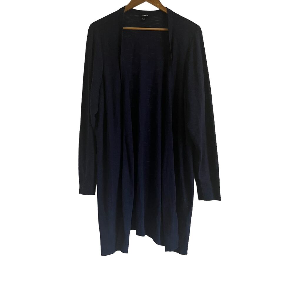 Torrid Navy Open Long Sleeve Cardigan Sweater, 3X